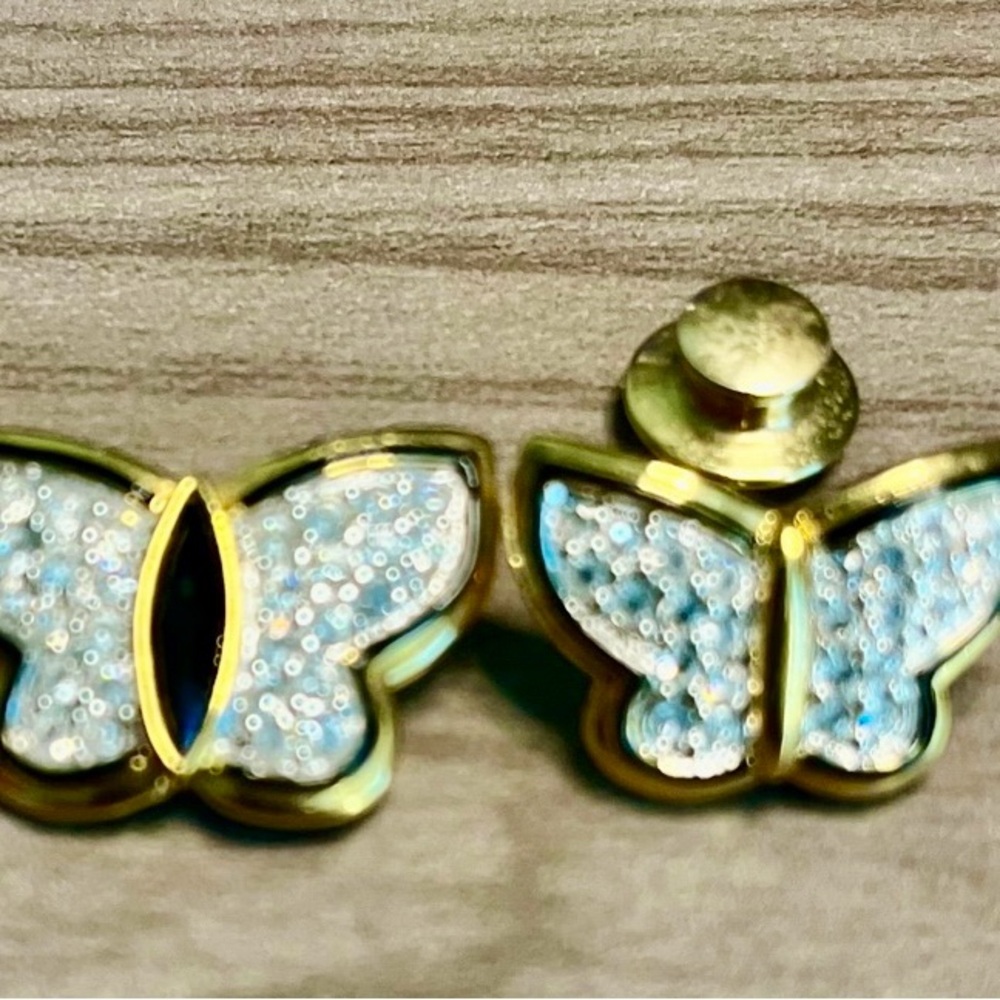 Tiny Gold and Black Butterfly pin and brooch